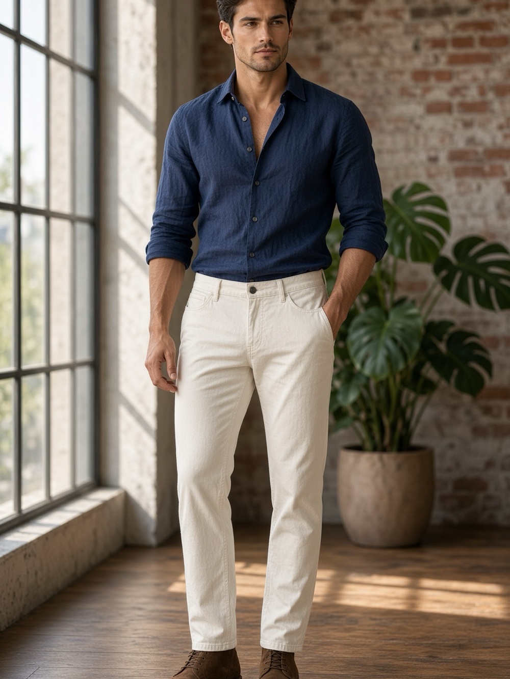Banana Republic Men's Cream Chinos